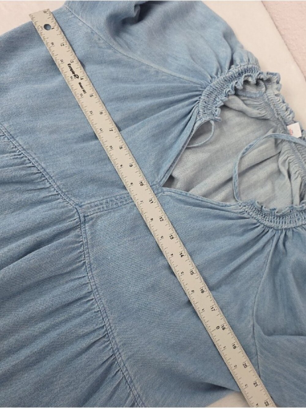 Old Navy Blue Cotton Chambray Denim Empire Mini Dress Large - Picture 3 of 9